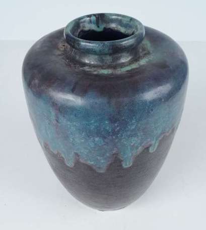 Cab Félix Gete 1870-1959 Vase en grès émaillé brun