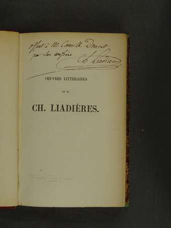 [THÉÂTRE] - LIADIÈRES (Ch.) - Œuvres littéraires. 