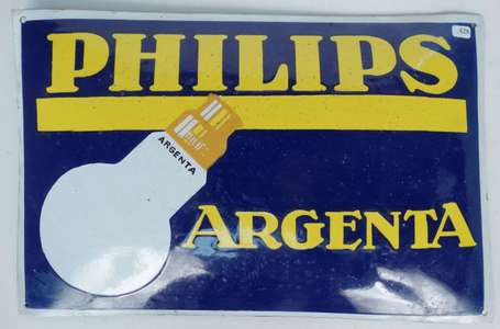 PHILIPS ARGENTA : Plaque émaillée bombée. Repeints