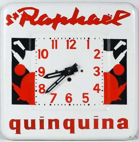 SAINT-RAPHAEL Quinquina : Horloge émaillée 