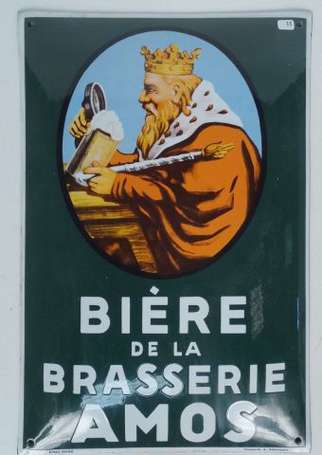 BIERE DE LA BRASSERIE AMOS : Plaque émaillée 