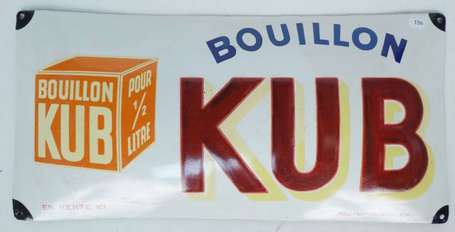 BOUILLON KUB / Bandeau émaillé bombé. Repeints. 