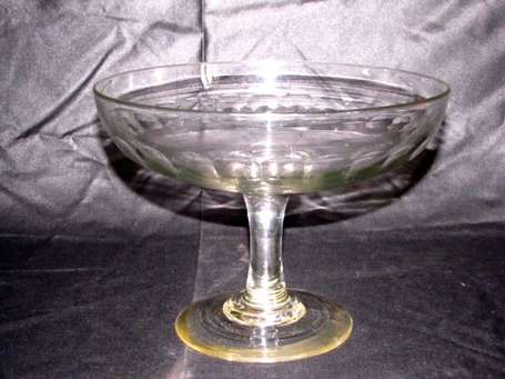 Grande coupe. Verre translucide, bol à facettes en