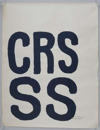 MAI 68 - CRS SS - Rare affiche en sérigraphie bleu