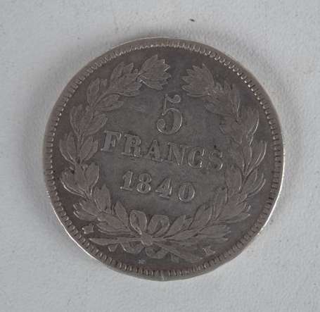 Ecu en argent 5Frs Louis Philippe 1840 K Etat : 