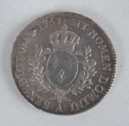 Ecu en argent Louis XV au bandeau 1757 A Etat : 