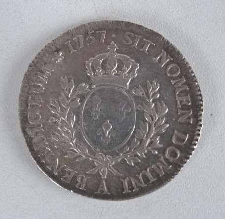 Ecu en argent Louis XV au bandeau 1757 A Etat : 