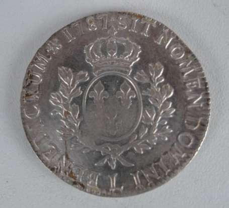 Ecu en argent Louis XVI 1787 L  Etat : TB