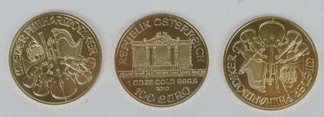 3 pièces de 100 euros Osterreich or