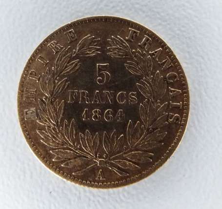 FRANCE NAPOLEON III 5 FRANCS or 1864A Paris 