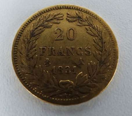 LOUIS-PHILIPPE 20 F or 1831A Paris TB/TTB