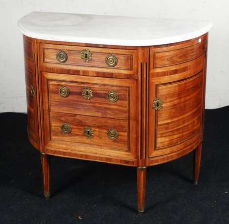 Commode demi-lune en bois de placage ouvrant par 