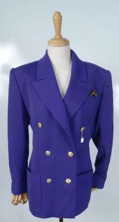 CELINE - Veste blazer en lainage violet, boutons 