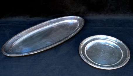 Grand plat à poisson ovale (63 cm) et plat rond 