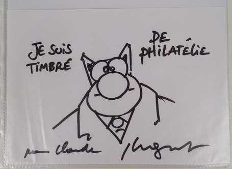 Geluk dessin autographe du buste du Chat 