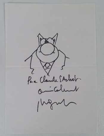 Geluk dessin autographe du buste du Chat avec 