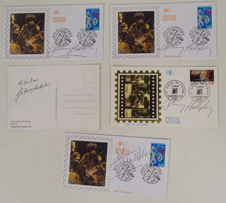 Johnny Halliday ensemble de 4 autographes sur 