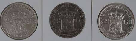 Pays Bas. Lot de 4 pièces en argent 2 1/2 Gulden 
