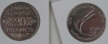 Tunisie. Lot de 2 pièces en argent 20 francs 1934 