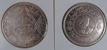 Maroc. Lot de 2 pièces en argent 10 dirhams 1912 