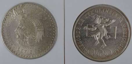 Mexique. Lot de 6 pièces en argent. 1 peso 1871 