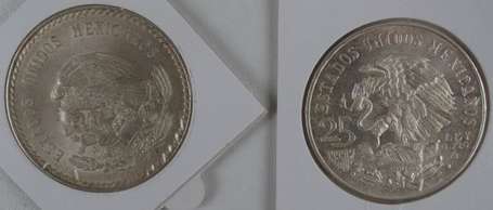 Mexique. Lot de 6 pièces en argent. 1 peso 1871 