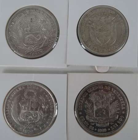 Panama - Pérou - Venezuela. Lot de 4 pièces en 