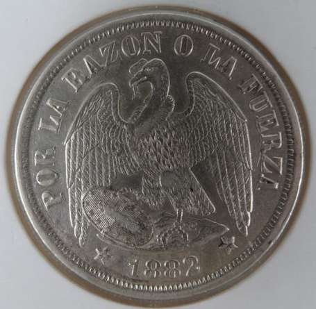 Chili. 1 peso en argent 1882. TTB
