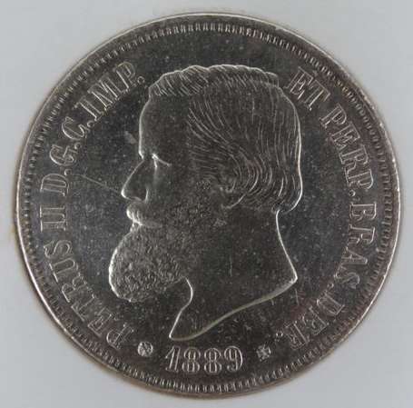 Brésil. 2000 reis en argent 1889 TTB