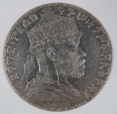 Ethiopie. 1 birr en argent 1903 roi Menelik II. 