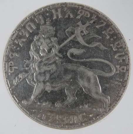 Ethiopie. 1 birr en argent 1903 roi Menelik II. 