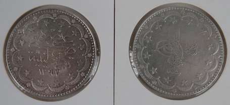 Turquie. Lot de 2 monnaies en argent. 20 piastres 