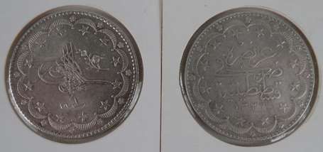 Turquie. Lot de 2 monnaies en argent. 20 piastres 