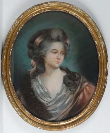 Portrait de femme en rose, dans le goût du XVIIIe 