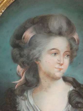 Portrait de femme en rose, dans le goût du XVIIIe 