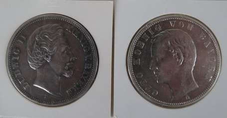 Allemagne (Bavière). Lot de 2 pièces de 5 marks en