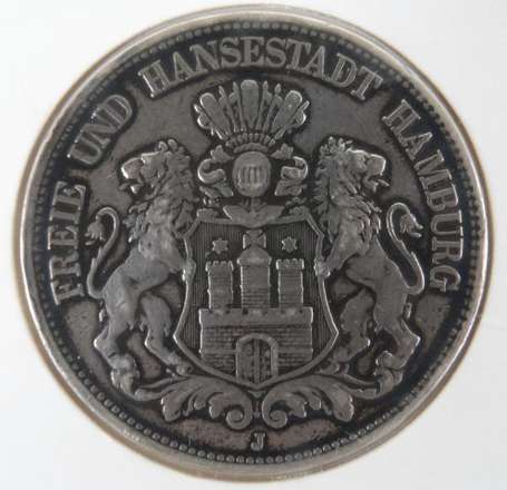 Allemagne (Hambourg). 1 pièce de 5 marks en argent