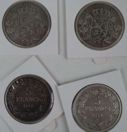 Belgique. Lot de 4 pièces en argent Léopold Ier. 