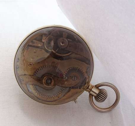 Montre boule de bureau en laiton, le verre loupe, 