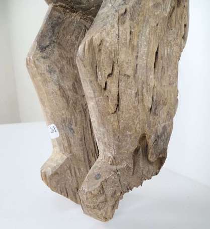 Ancienne grande figure d'ancêtre en bois lourd 
