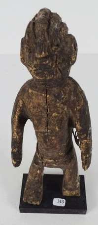 Ancienne statuette votive en bois léger recouverte