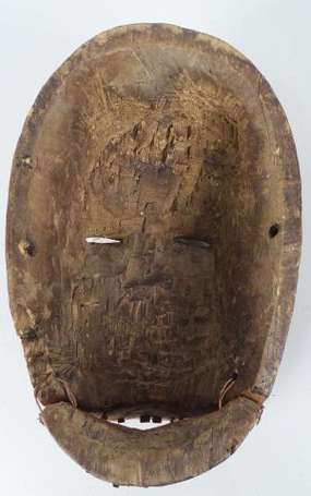 Ancien masque de danse à mâchoire mobile en bois 