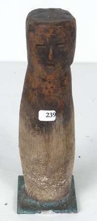 Ancienne et curieuse statuette tronc en bois dur 