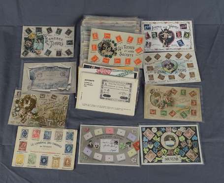 Langage des Timbres - environ 90 CPA cartes 