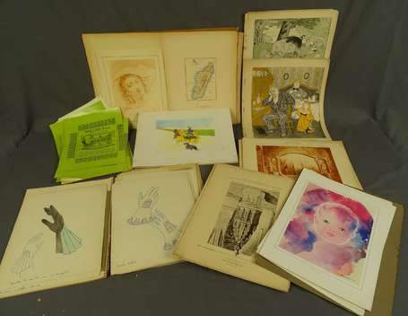 Ensemble de Gravures , Lithographies , Dessins - 