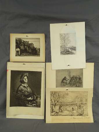 Gravure & Lithographie - 5 Eaux Fortes d'Artiste 