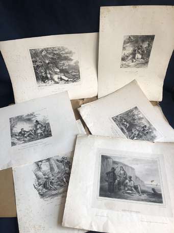 Chasse - Ensemble de 17 lithographies 19ème siècle