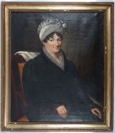 ECOLE FRANCAISE XIXe. Portrait de femme au turban.