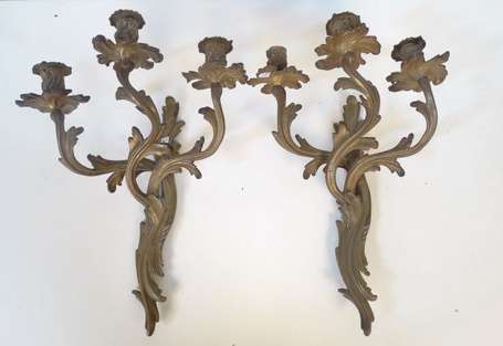 Paire d'appliques en bronze doré de style Louis XV