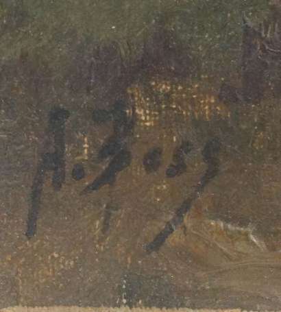 BOSC A. XXe. Mare animée. Huile sur toile, signée 